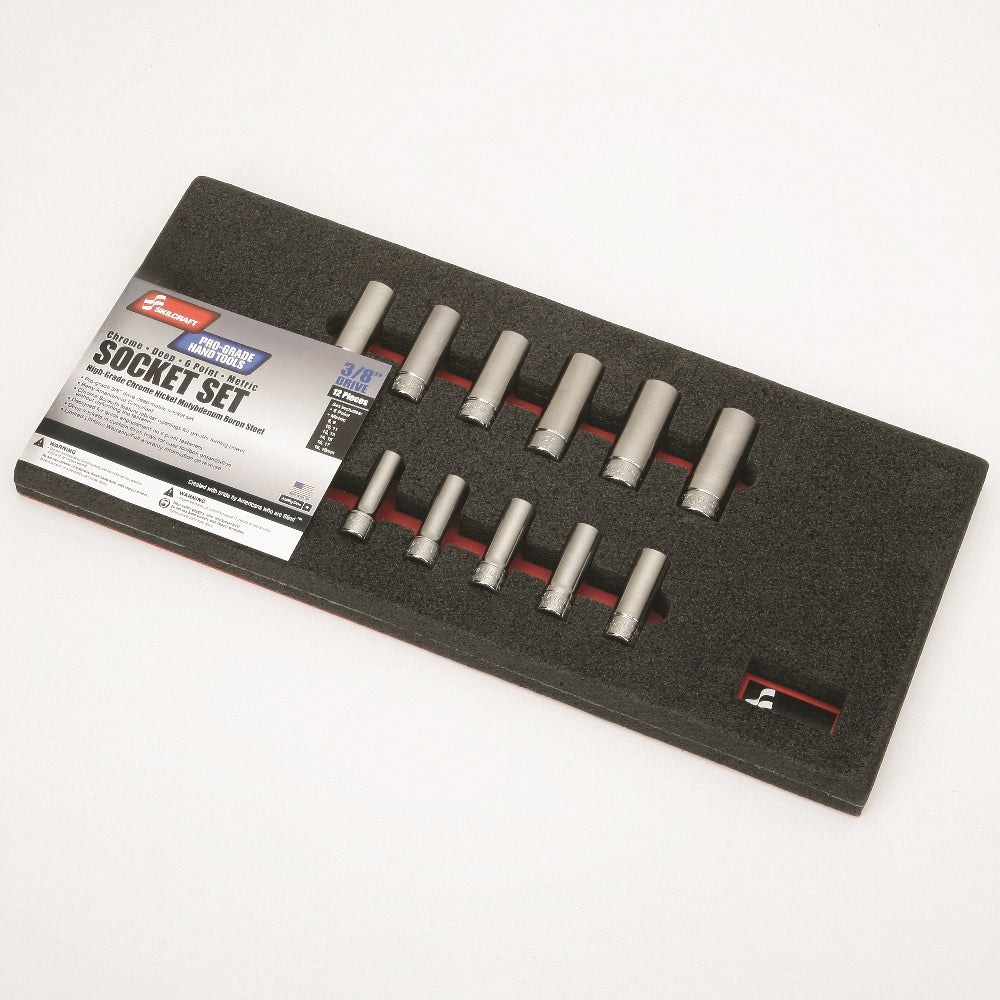 Image of SKILCRAFT® Pro-Grade Socket Set, 3/8" Drive Deep Metric, 6 Piece Set