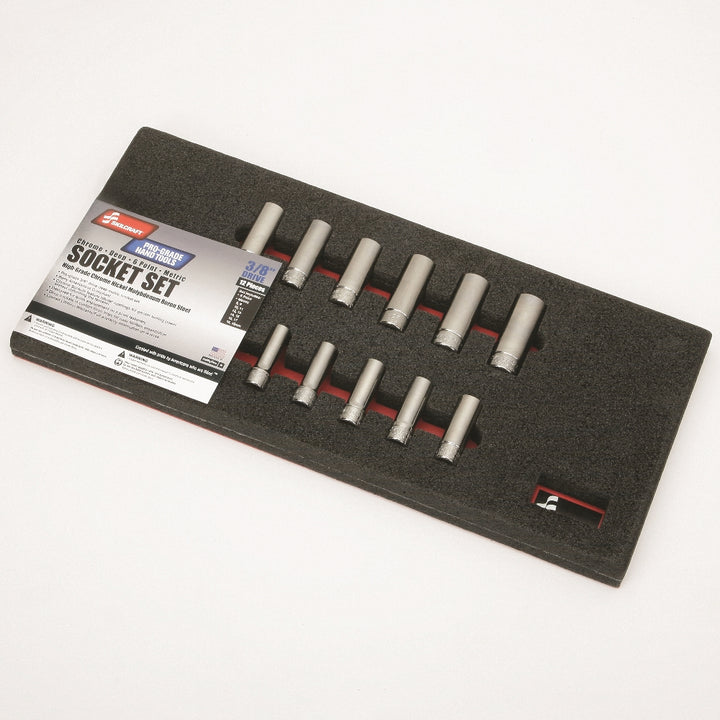 Image of SKILCRAFT® Pro-Grade Socket Set, 3/8" Drive Deep Metric, 6 Piece Set