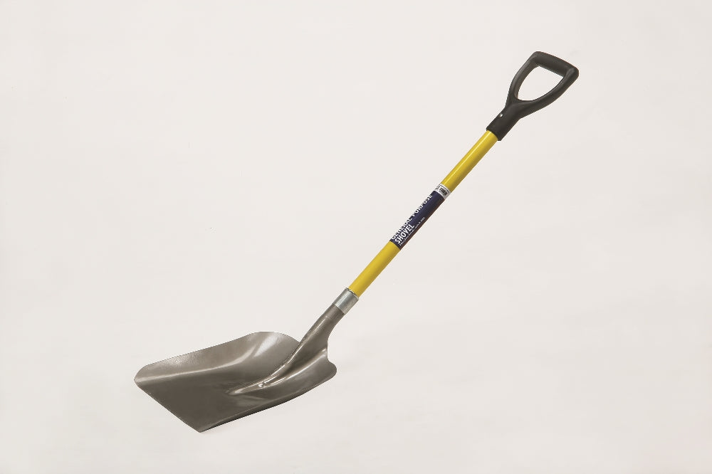 Scoop Shovel, Steel Head, 29" Fiberglass D Grip Handle
