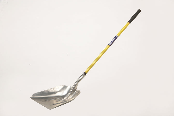 Scoop Shovel, Aluminum Head, 51" Fiberglass Cushioned Grip Handle, General Purpose