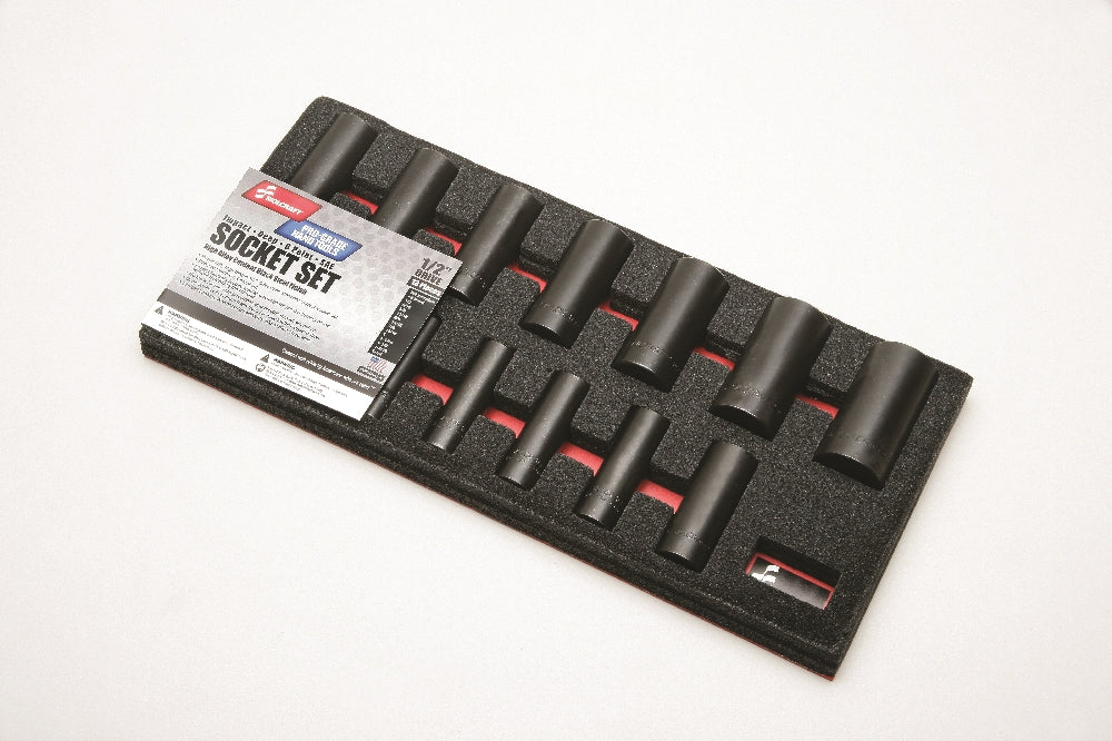 Image of SKILCRAFT® Pro-Grade Impact Socket Set, 1/2" Drive, 13 Piece Set, Case of 4 Sets