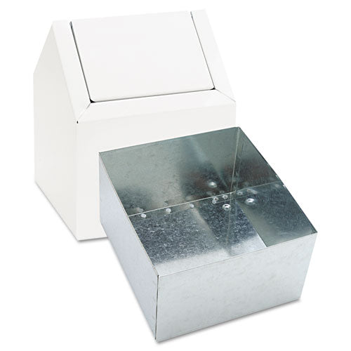 Image of HOSPECO® 2201 Double Entry, Swing Top Floor Receptacle, Metal, White