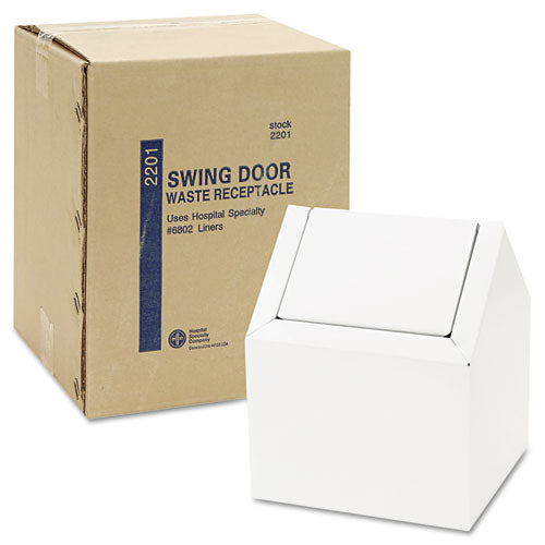 Image of HOSPECO® 2201 Double Entry, Swing Top Floor Receptacle, Metal, White