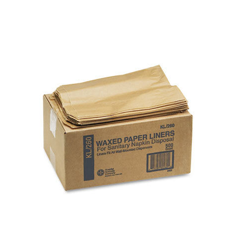 Image of HOSPECO® KL Napkin Receptacle Liners, 7.5" X 3" X 10.5", Brown, 500/carton