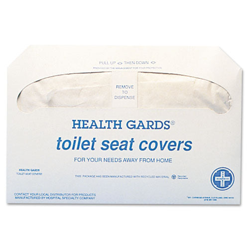 Image of HOSPECO® HG-5000 Health Gards Toilet Seat Covers, 14.25 x 16.5, White, 250/Pack, 20 Packs/Carton