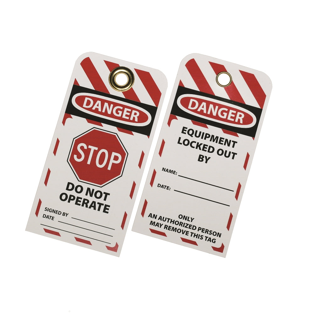 Image of SKILCRAFT® Lockout Safety Tag, Do Not Operate w/Stop Sign