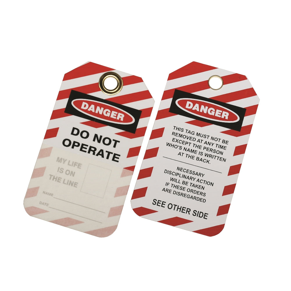 Image of SKILCRAFT® Lockout Safety Tag, Self-Laminating w/Photo