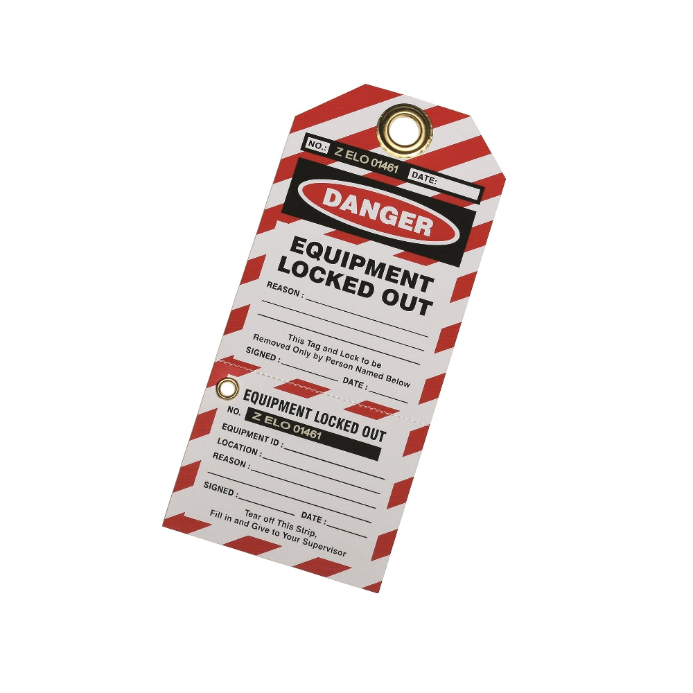 Image of SKILCRAFT® Lockout Safety Tag, Equipment Locked Out, Perforated w/Stub