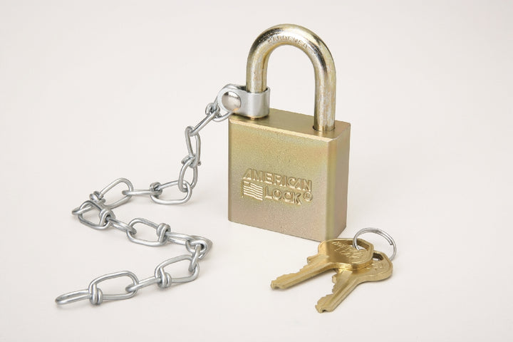 Image of SKILCRAFT® Padlock Set, Solid Case, 1.75" Wide Steel, Keyed Alike, w/Chain, 24/Set