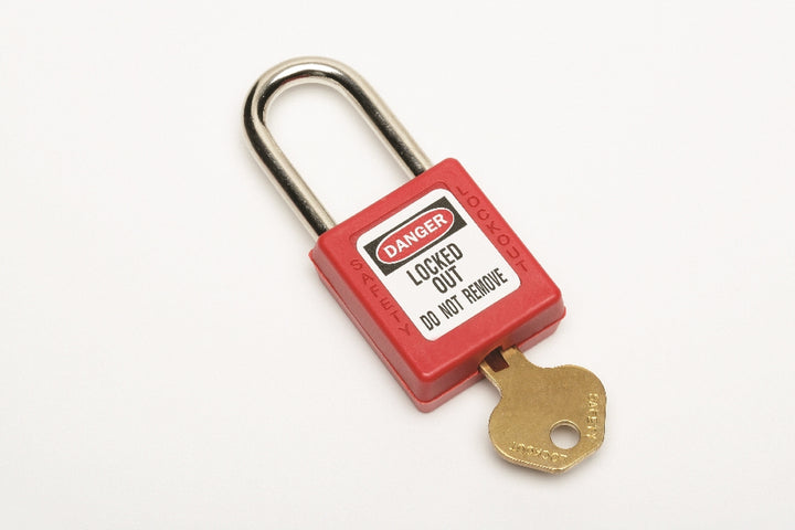 Skilcraft Lockout Safety Padlock, Aluminum, Steel Shackle, 1-1/2" x 1/2" x 3/4", Keyed Alike, Red