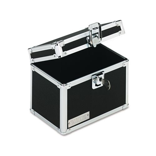 Image of Vaultz® VZ01171 Vaultz Locking Index Card File With Flip Top, Holds 450 4 X 6 Cards, 7 X 5 X 5, Black