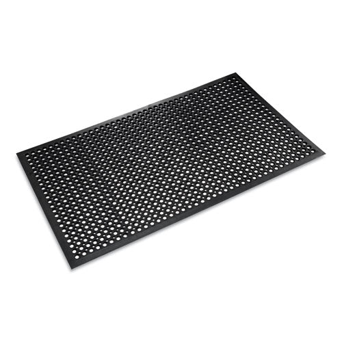 Image of Crown WS CT35BK Safewalk-Light Wet/Oily Floor Anti-Fatigue Drainage Mats, 0.5" Thick, 36" x 60", Black Perforated Surface
