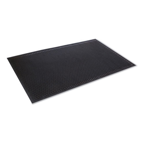 Image of Crown TD 0035BK Crown-Tred Indoor/Outdoor Scraper Mat, Black Loop-Twist Ribbed Rubber Surface, 35.5" x 59.5"
