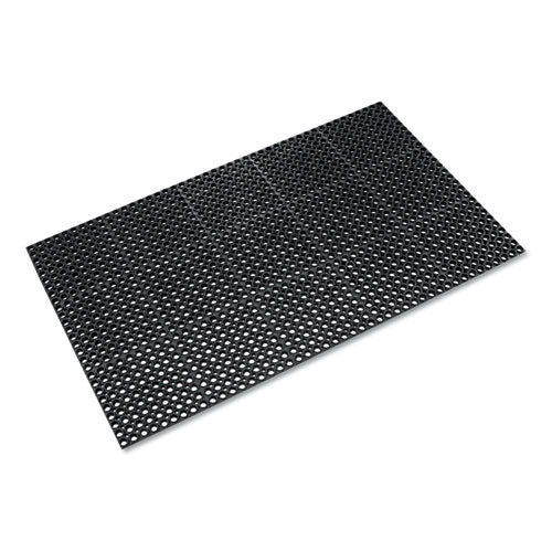 Image of Crown WS TF35BK Safewalk Heavy-Duty Anti-Fatigue Drainage Mat, 0.88" Thick, 36" x 60", Black Raised Rib Perforated Surface