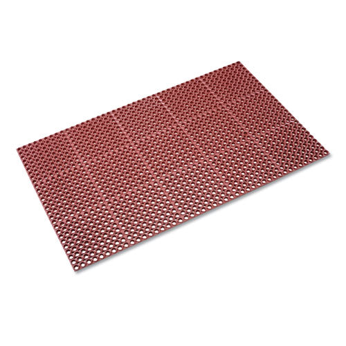 Image of Crown WS TF35TC Safewalk Heavy-Duty Anti-Fatigue Drainage Mat, 0.88" Thick, 36" x 60", Terra Cotta Raised Rib Perforated Surface