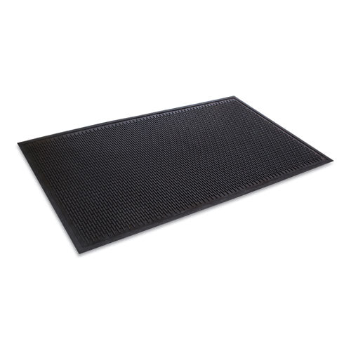 Image of Crown TD 0046BK Crown-Tred Indoor/Outdoor Scraper Mat, Black Loop-Twist Ribbed Rubber Surface, 43.75" x 66.75"