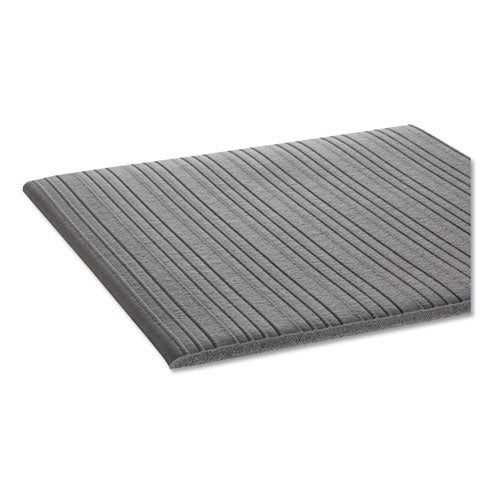 Image of Crown FL 3610GY Ribbed Vinyl Anti-Fatigue Mat, Rectangular, Gray Ribbed Surface, 36" x 10 ft