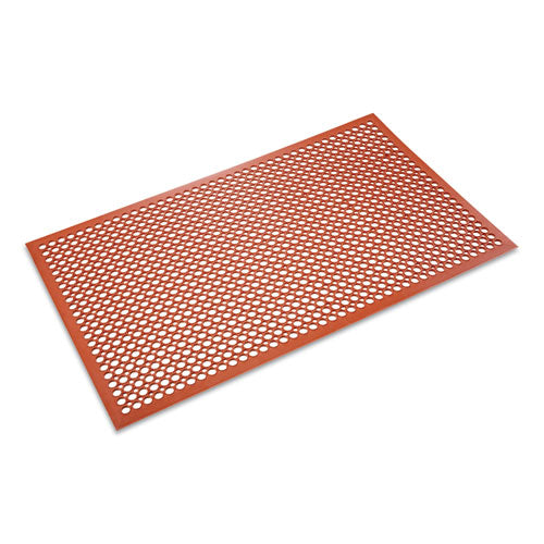 Image of Crown WS CT35TC Grease-Resistant Safewalk-Light Wet/Oily Floor Anti-Fatigue Drainage Mat, 0.5" Thick, 36 x 60, Terra Cotta Perforated Surface