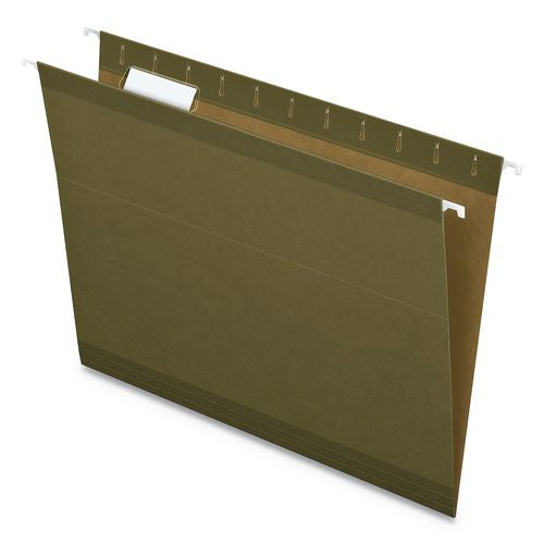 Image of Pendaflex® RCY4152 1/5 SGR Earthwise by Pendaflex 100% Recycled Colored Hanging File Folders, Printable Inserts, Letter Size, 1/5-Cut Tabs, Green, 25/BX