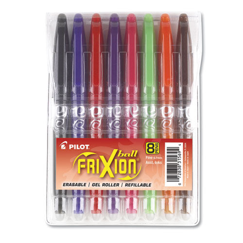 Image of Pilot® 31569 Frixion Ball Erasable Gel Pen, Stick, Fine 0.7 Mm, Assorted Ink And Barrel Colors, 8/pack