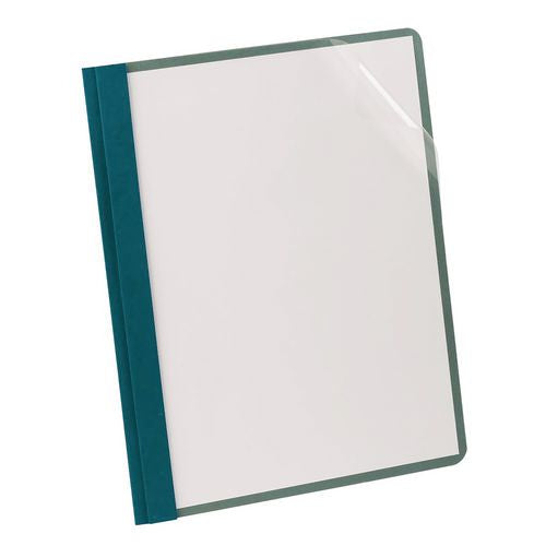 Image of Oxford 57872EE Earthwise By Oxford 100% Recycled Clear Front Report Covers, 3-Prong Fastener, 0.5" Capacity, 8.5 X 11, Clear/blue, 25/box