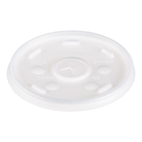 Image of Dart® 16SL Plastic Lids, Straw-Slot Lid, Fits 12 oz to 24 oz Hot/Cold Foam Cups, Translucent, 100/Pack, 10 Packs/Carton