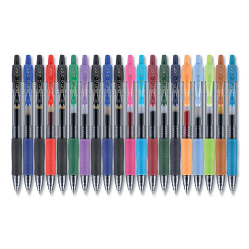 Image of Pilot® 31294 G2 Premium Gel Pen Convenience Pack, Retractable, Fine 0.7 mm, Assorted Ink and Barrel Colors, 20/Pack