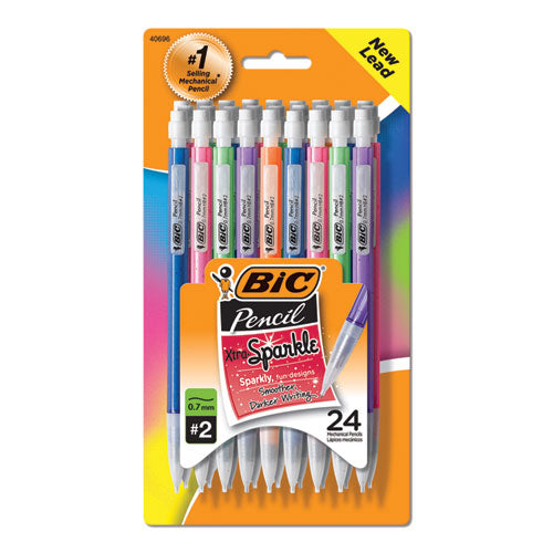 Image of BIC® MPLP241 Xtra-Sparkle Mechanical Pencil Value Pack, 0.7 mm, HB (#2), Black Lead, Assorted Barrel Colors, 24/Pack