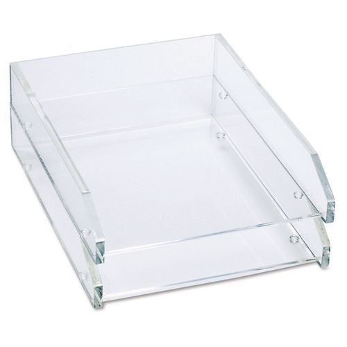 Image of Kantek Clear Acrylic Letter Tray, 2 Sections, Letter Size Files, 10.5" X 13.75" X 2.5", Clear, 2/pack