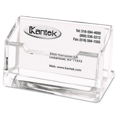 Image of Kantek Acrylic Business Card Holder, Holds 80 Cards, 4.1 x 1.9 x 2.1, Clear