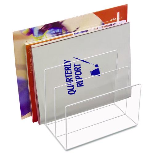 Image of Kantek Clear Acrylic Desk File, 3 Sections, Letter to Legal Size Files, 8" x 6.5" x 7.6", Clear