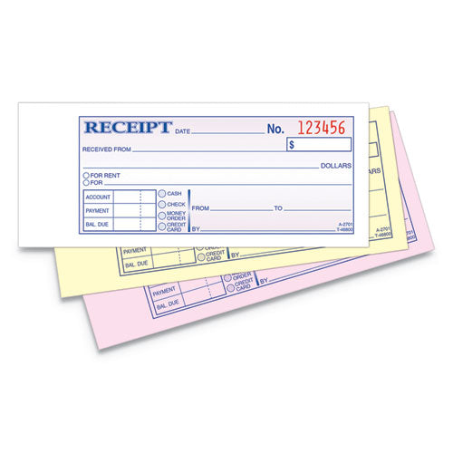 Image of Adams® TC2701 Receipt Book, Three-Part Carbonless, 2.75 x 7.19, 50 Forms Total