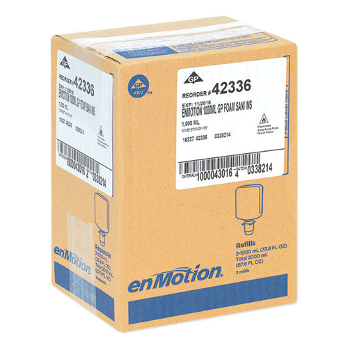 Image of Georgia Pacific® Professional 42336 GP enMotion High-Frequency-Use Foam Sanitizer Dispenser Refill, 1,000 mL, Fragrance-Free, 2/Carton