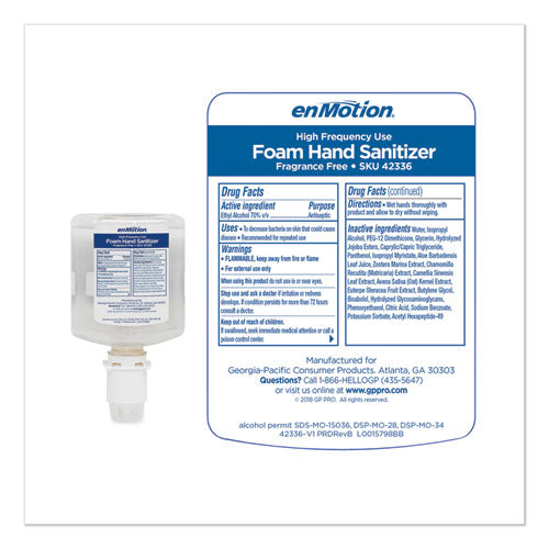 Image of Georgia Pacific® Professional 42336 GP enMotion High-Frequency-Use Foam Sanitizer Dispenser Refill, 1,000 mL, Fragrance-Free, 2/Carton