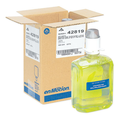 Image of Georgia Pacific® Professional 42819 GP enMotion Automated Touchless Antimicrobial Foam Soap Refill, Tranquil Aloe Scent, 1,200 mL Bottle, 2/Carton