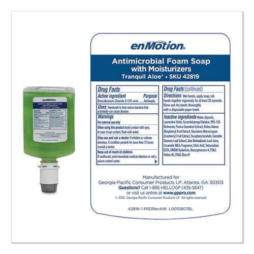 Image of Georgia Pacific® Professional 42819 GP enMotion Automated Touchless Antimicrobial Foam Soap Refill, Tranquil Aloe Scent, 1,200 mL Bottle, 2/Carton
