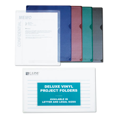 Image of C-Line® 62138 Deluxe Vinyl Project Folders, Letter Size, Clear, 50/box