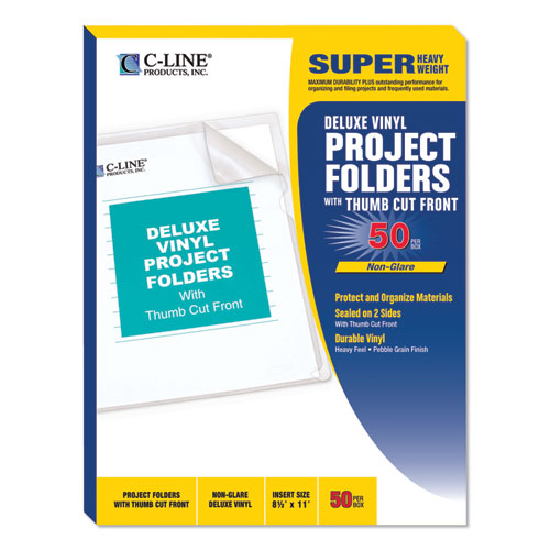 Image of C-Line® 62138 Deluxe Vinyl Project Folders, Letter Size, Clear, 50/box