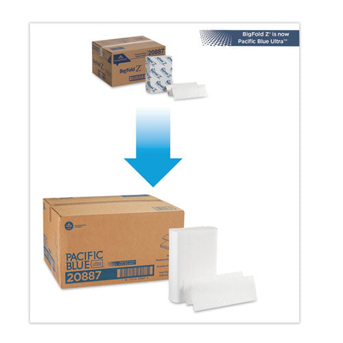 Image of Georgia Pacific® Professional 20887 Pacific Blue Ultra Folded Paper Towels, 1-Ply, 10.2 x 10.8, White, 220/Pack, 10 Packs/Carton