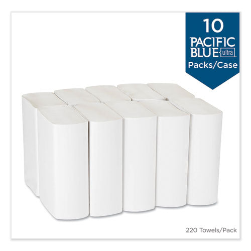 Image of Georgia Pacific® Professional 20887 Pacific Blue Ultra Folded Paper Towels, 1-Ply, 10.2 x 10.8, White, 220/Pack, 10 Packs/Carton