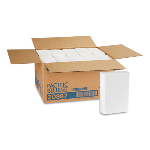Image of Georgia Pacific® Professional 20887 Pacific Blue Ultra Folded Paper Towels, 1-Ply, 10.2 x 10.8, White, 220/Pack, 10 Packs/Carton
