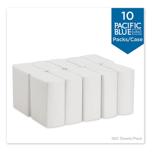 Image of Georgia Pacific® Professional 20885 Pacific Blue Ultra Z-Fold Folded Paper Towels, 1-Ply, 8 x 11, White, 260/Pack, 10 Packs/Carton