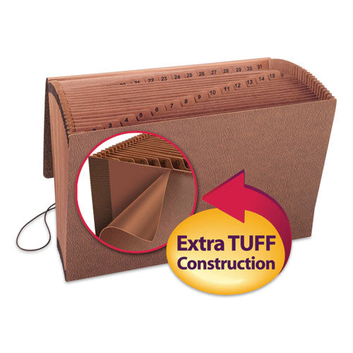 Image of Smead 70369 TUFF Expanding Wallet, 31 Sections, Elastic Cord Closure, 1/15-Cut Tabs, Legal Size, Redrope