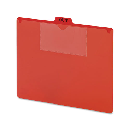 Image of Smead 51920 Poly Out Guide, Two-Pocket Style, 1/5-Cut Top Tab, Out, 8.5 X 11, Red, 50/box