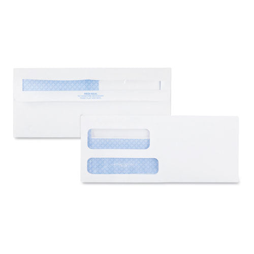 Image of Quality Park QUA24529 Double Window Security-Tinted Envelopes, #9, Commercial Flap, Redi-Seal Adhesive Closure, 3.88 x 8.88, White, 500/BX