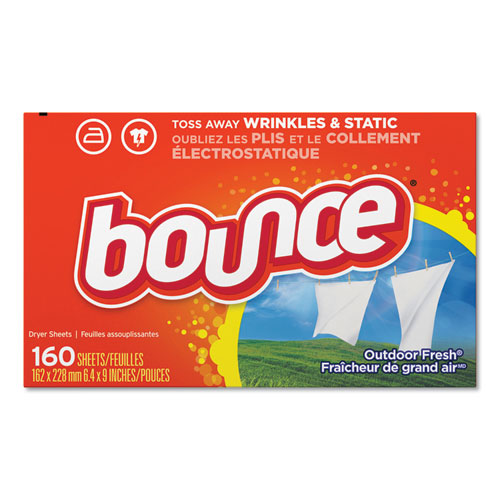 Image of Bounce® 80168BX Fabric Softener Sheets, Outdoor Fresh Scent, 160 Sheets/Box
