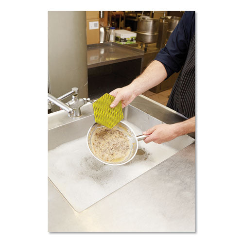 Image of Scotch-Brite 96HEX Dual Purpose Scour Pad, 5 x 5.75, Green/Yellow, 15/Carton