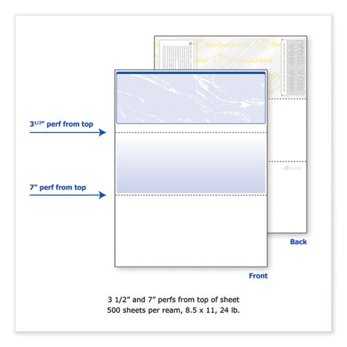 Image of DocuGard 04501 Security Business Checks, 11 Features, 8.5 X 11, Blue Marble Top, 500/ream
