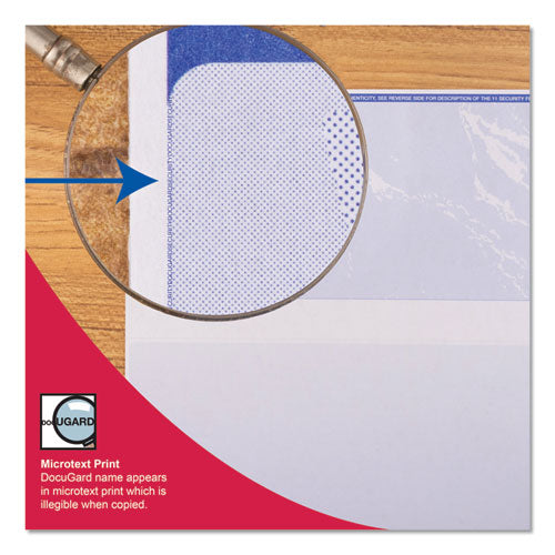 Image of DocuGard 04501 Security Business Checks, 11 Features, 8.5 X 11, Blue Marble Top, 500/ream