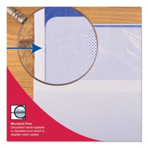 Image of DocuGard 04509 Standard Security Check, 11 Features, 8.5 X 11, Blue Marble Middle, 500/ream